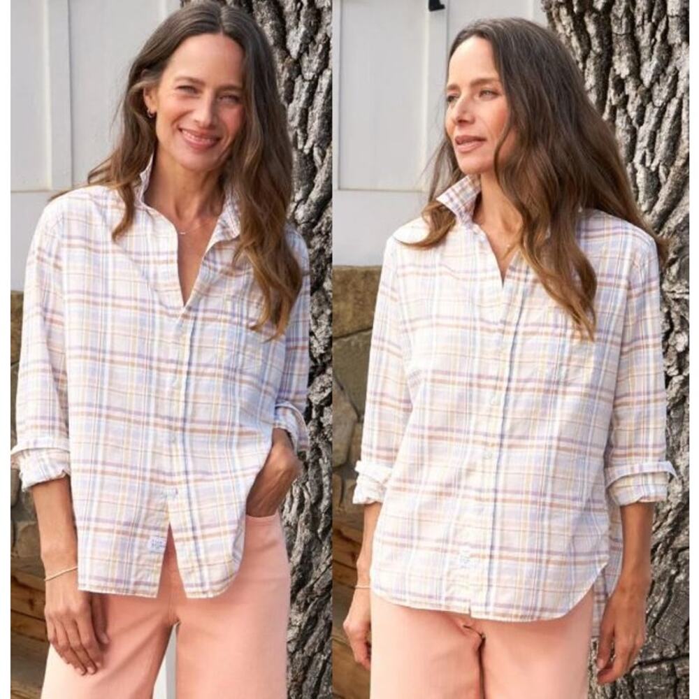 NEW Frank & Eileen Plaid Eileen Shirt Italian Woven Cotton Linen Multi Size XL